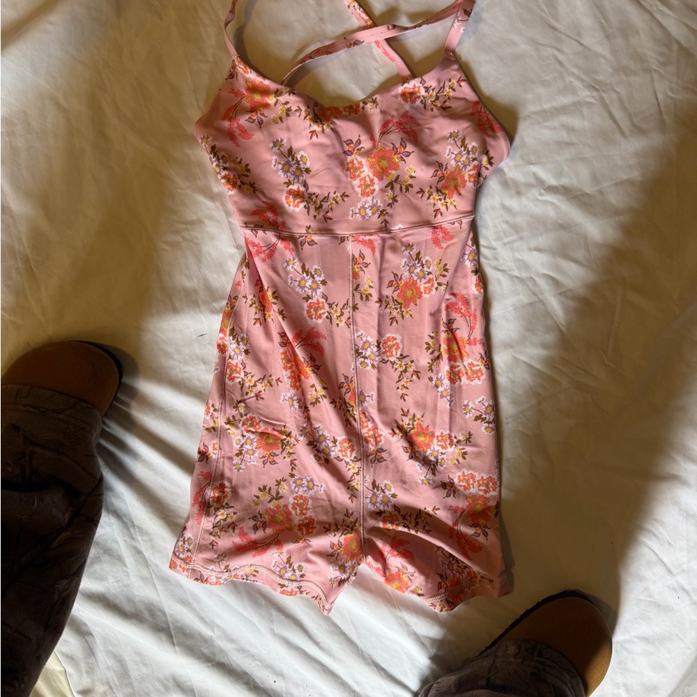 Aerie Pink Floral Workout Romper